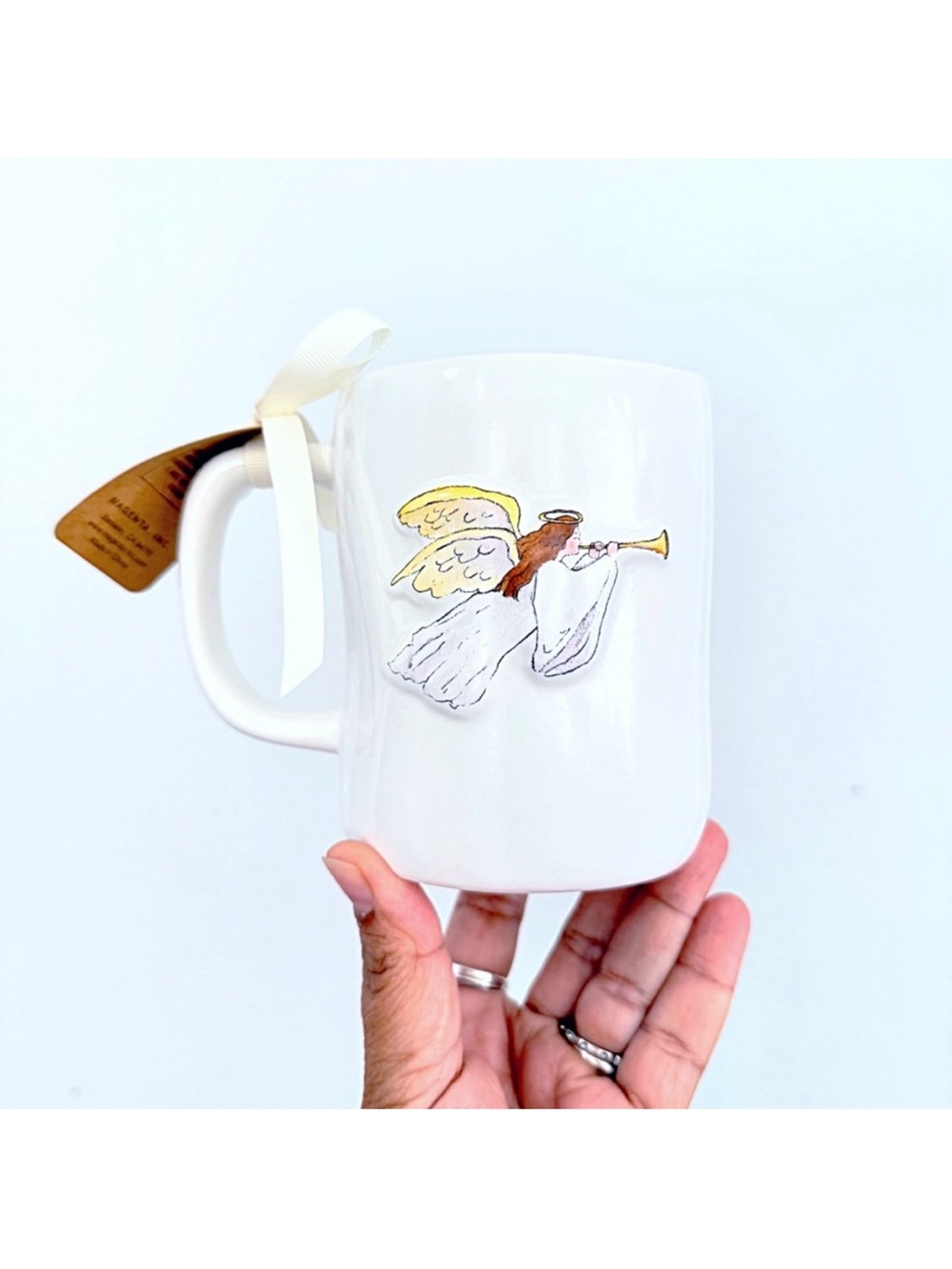 Rae Dunn Angel blowing trumpet Joy To The World Artisan Collection Christmas Mug